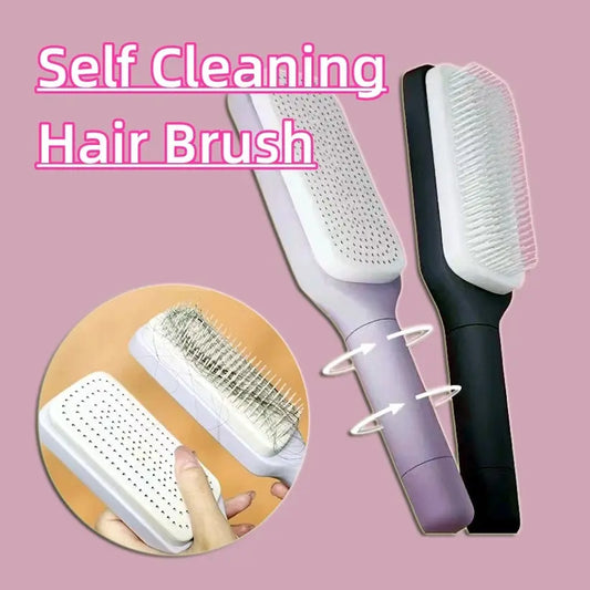 4 In 1 Self Cleaning Hair Brush New Self-Cleaning Anti-Static Massage Comb Scalable Rotate Lifting Self Cleaning Hairbrush - Trends Zone