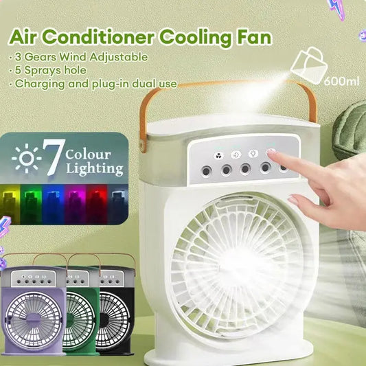 Mini Portable Air Cooler Fan – USB Powered AC with Mist Spray & LED Light! - Trends Zone