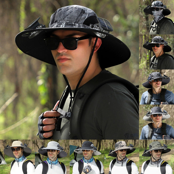 Solar-Powered Outdoor Sun Hat with Fan – Wide Brim, USB Rechargeable, Adjustable Hat - Trends Zone