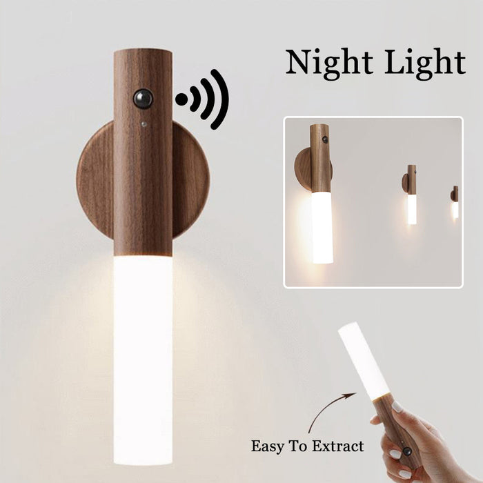 Auto LED USB Magnetic Wood Wireless Night Light Corridors Porch Lights PIR Motion Sensor Wall Light Cabinet Lamp - Trends Zone
