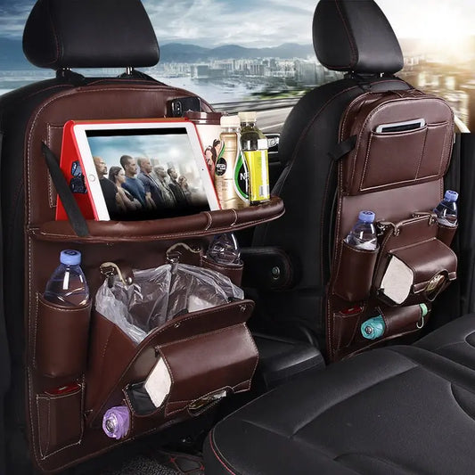 Leather Car Storage Bag – Durable Waterproof Seat Back Organizer for Car Interiors – Trends Zone