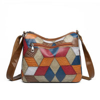 Splicing color blocking large capacity shoulder bag