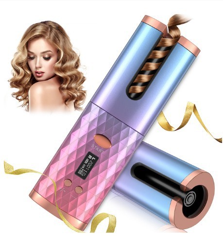 Rechargeable Automatic Hair Curler Women Portable Hair Curling Iron LCD Display Ceramic Curly Rotating Curling Wave Style - Trends Zone