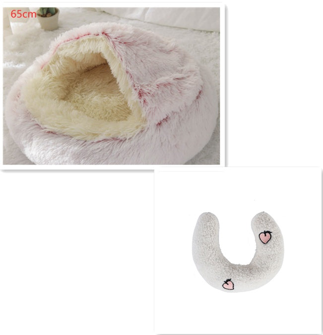 2 In 1 Dog And Cat Bed Pet Winter Bed Round Plush Warm Bed House Soft Long Plush Pets Bed Pet Products - Trends Zone