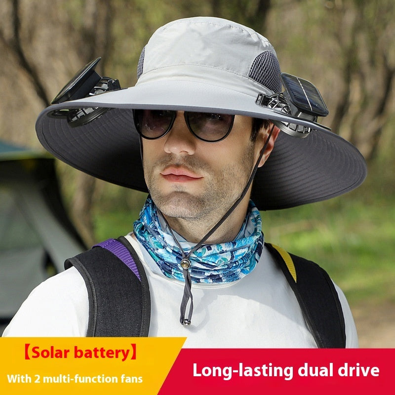 Solar-Powered Outdoor Sun Hat with Fan – Wide Brim, USB Rechargeable, Adjustable Hat - Trends Zone