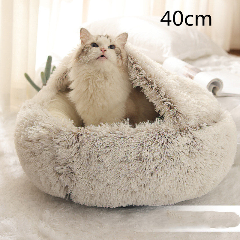 2 In 1 Dog And Cat Bed Pet Winter Bed Round Plush Warm Bed House Soft Long Plush Pets Bed Pet Products - Trends Zone