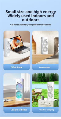 Double-Ended Portable Spray Fan | Mini Air Cooler & Humidifier with 3 Speeds & LED Light