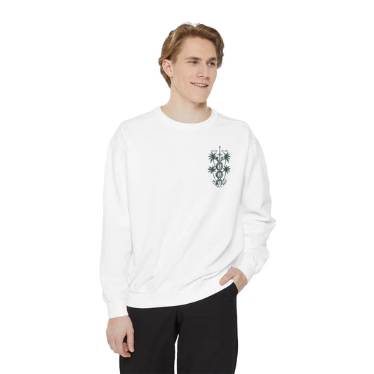 Unisex Garment-Dyed Sweatshirt - Palm Tree & DNA Design - Perfect for Casual Vibes and Everyday Wear - Trends Zone