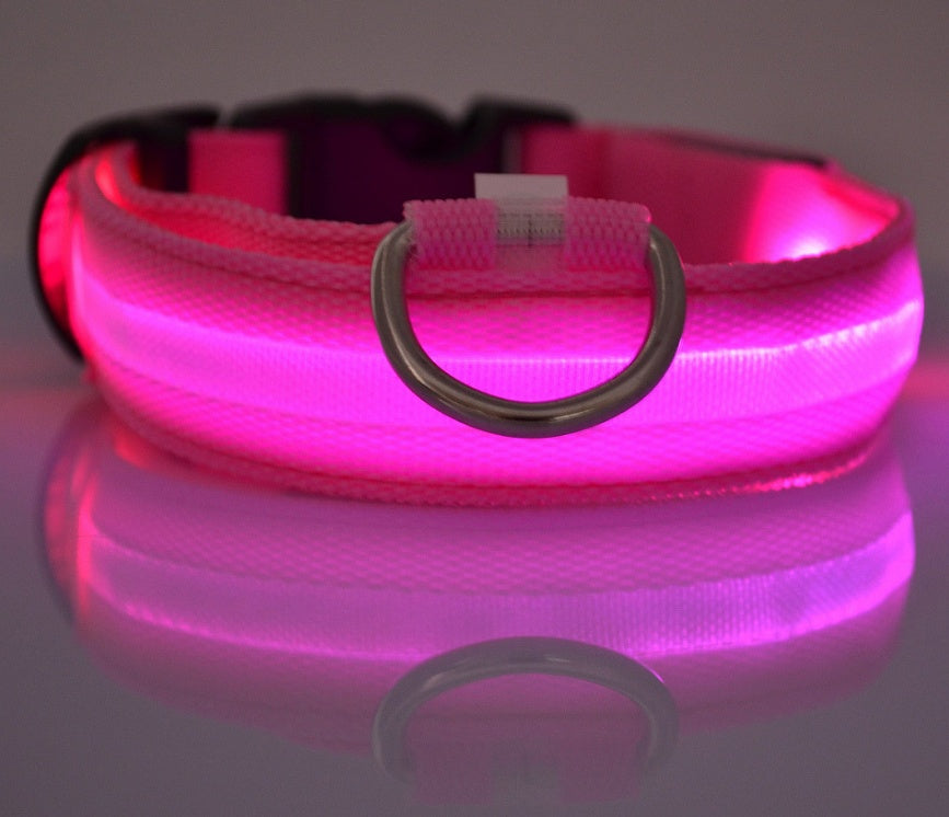 Nylon LED Pet Dog Luminous Collar Night Safety Flashing Glow in Dark Dog Cat Leash Adjustable Pet Supplies - Trends Zone