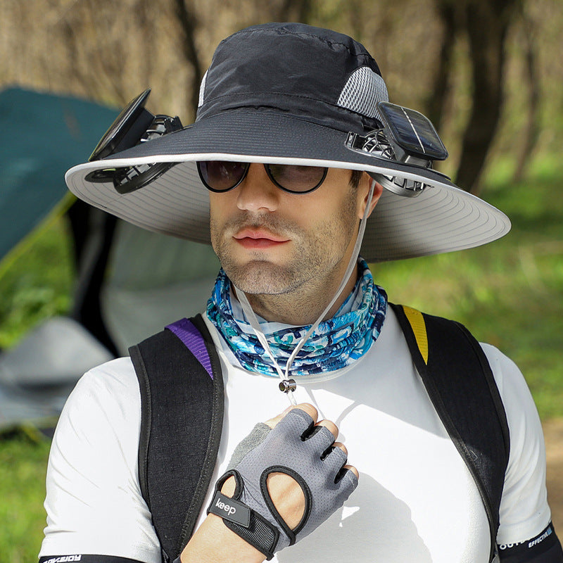 Solar-Powered Outdoor Sun Hat with Fan – Wide Brim, USB Rechargeable, Adjustable Hat - Trends Zone