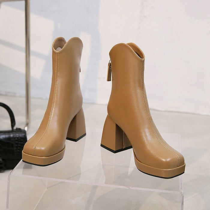 French Style Temperament High Heel Thin Ankle Boots - Trends Zone