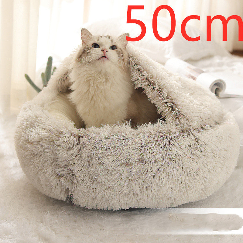 2 In 1 Dog And Cat Bed Pet Winter Bed Round Plush Warm Bed House Soft Long Plush Pets Bed Pet Products - Trends Zone