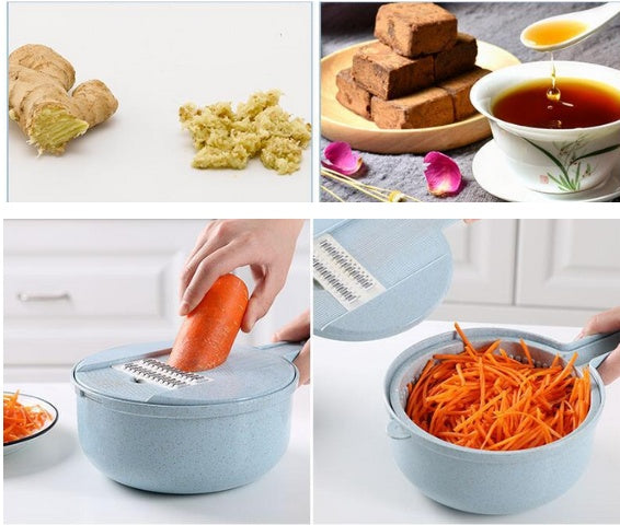 8 In 1 Mandoline Slicer Vegetable Slicer Potato Peeler Carrot Onion Grater With Strainer Vegetable Cutter Kitchen Accessories - Trends Zone