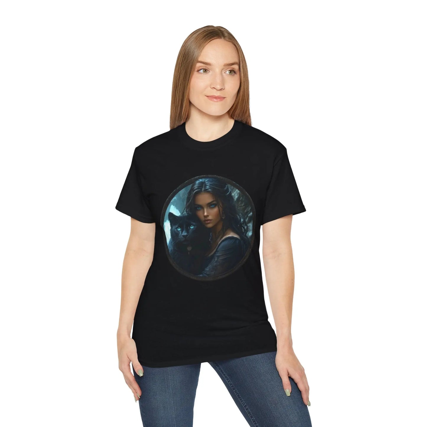 Black Panther and Woman Unisex Ultra Cotton Tee - Enchanting Design for Animal Lovers - Trends Zone