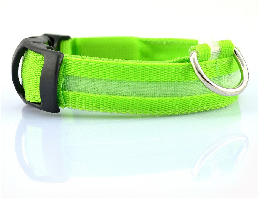 Nylon LED Pet Dog Luminous Collar Night Safety Flashing Glow in Dark Dog Cat Leash Adjustable Pet Supplies - Trends Zone