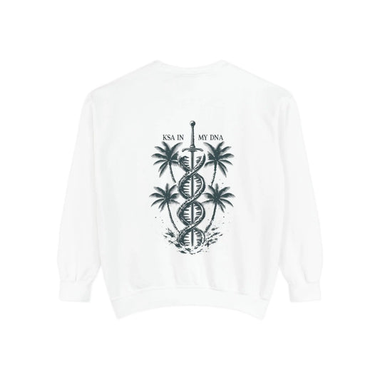 Unisex Garment-Dyed Sweatshirt - Palm Tree & DNA Design - Perfect for Casual Vibes and Everyday Wear - Trends Zone