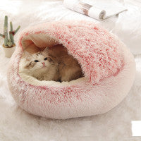 2 In 1 Dog And Cat Bed Pet Winter Bed Round Plush Warm Bed House Soft Long Plush Pets Bed Pet Products - Trends Zone