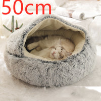 2 In 1 Dog And Cat Bed Pet Winter Bed Round Plush Warm Bed House Soft Long Plush Pets Bed Pet Products - Trends Zone