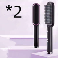 New 2 In 1 Hair Straightener Hot Comb Negative Ion Curling Tong Dual-purpose Electric Hair Brush - Trends Zone