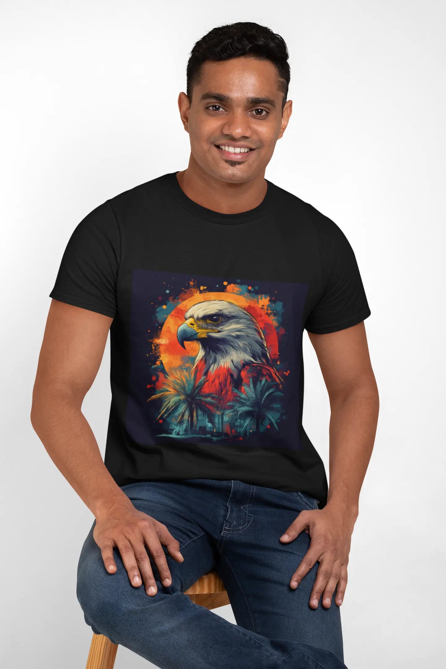 Eagle Sunset Unisex Cotton Crew Tee - Nature Lover's Graphic T-Shirt - Trends Zone