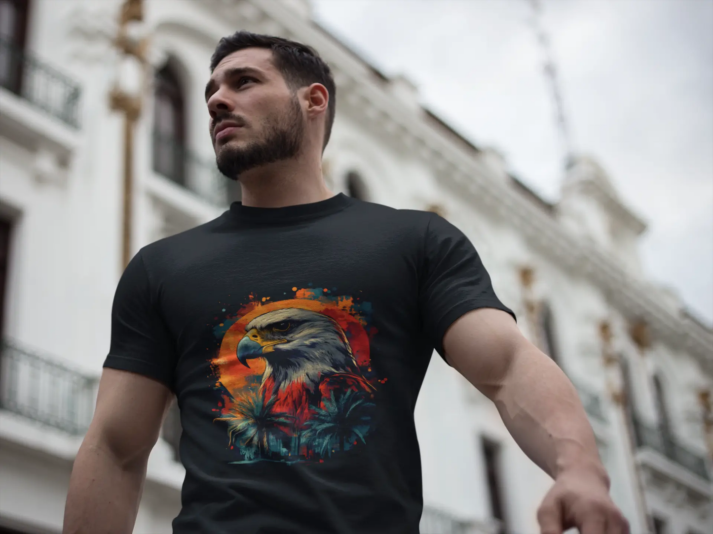 Eagle Sunset Unisex Cotton Crew Tee - Nature Lover's Graphic T-Shirt - Trends Zone