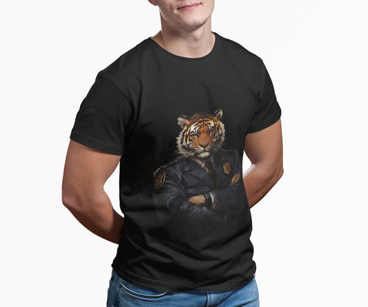 Tiger Police Crew Tee - Unisex Cotton T-Shirt - Trends Zone