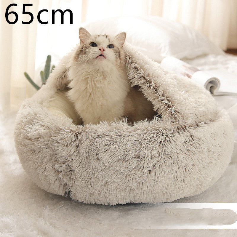 2 In 1 Dog And Cat Bed Pet Winter Bed Round Plush Warm Bed House Soft Long Plush Pets Bed Pet Products - Trends Zone