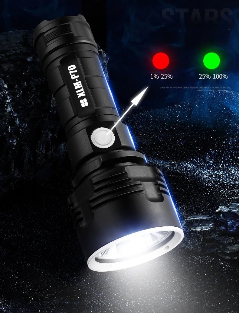 Super Bright Rechargeable LED Flashlight | Long-Range Outdoor Flashlight 500m | Heavy-Duty & Waterproof - Trends Zone