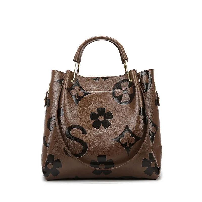 Handbag Women's Fashion Embossed Tote Bag Large Capacity Maternity Bucket Bag