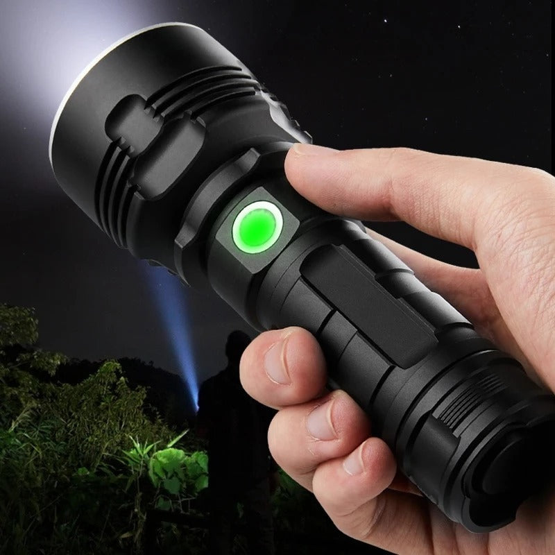 Super Bright Rechargeable LED Flashlight | Long-Range Outdoor Flashlight 500m | Heavy-Duty & Waterproof - Trends Zone