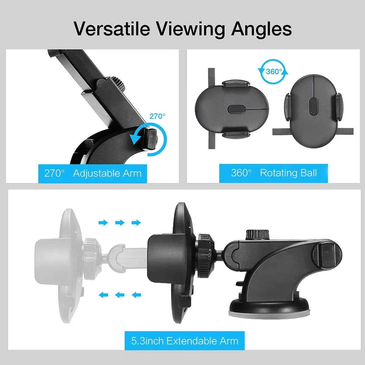 Car Phone Holder Long Rod Telescopic Car Dashboard Suction Cup Type - Trends Zone