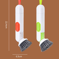 All-in-One Long-Handle Liquid-Filled Cleaning Brush with Leak-Proof Soap Dispenser – 2 Replaceable Heads for a Spotless Kitchen - Trends Zone