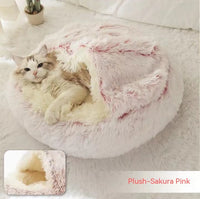 2 In 1 Dog And Cat Bed Pet Winter Bed Round Plush Warm Bed House Soft Long Plush Pets Bed Pet Products - Trends Zone