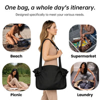 Foldable Travel Duffel Bag + Picnic Blanket - Large Capacity Waterproof Tote for Weekend, Gym & Beach Trips