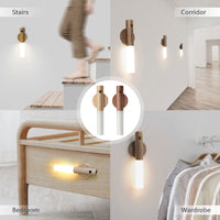 Auto LED USB Magnetic Wood Wireless Night Light Corridors Porch Lights PIR Motion Sensor Wall Light Cabinet Lamp - Trends Zone
