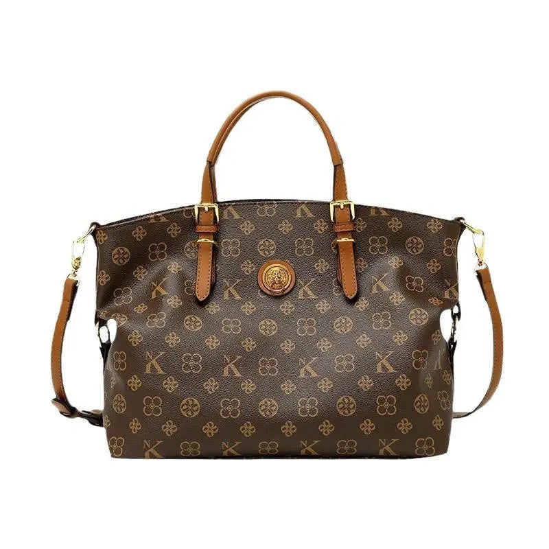 Large capacity shoulder bag, genuine leather, suitable for commuting, hand-held, crossbody, or tote bag.