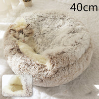 2 In 1 Dog And Cat Bed Pet Winter Bed Round Plush Warm Bed House Soft Long Plush Pets Bed Pet Products - Trends Zone