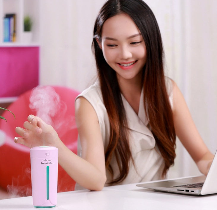 Mini Air Humidifier USB Ultrasonic Humidifier Car Aroma Diffuser Electric Essential Oil Diffuser Cup 7 Color LED Lights - Trends Zone