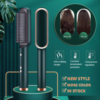 New 2 In 1 Hair Straightener Hot Comb Negative Ion Curling Tong Dual-purpose Electric Hair Brush - Trends Zone