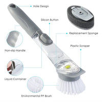 Double Brush Kitchen Cleaning Brush Scrubber Dish Bowl Washing Sponge With Refill Liquid Soap Dispenser Kitchen Pot Cleaner Tool