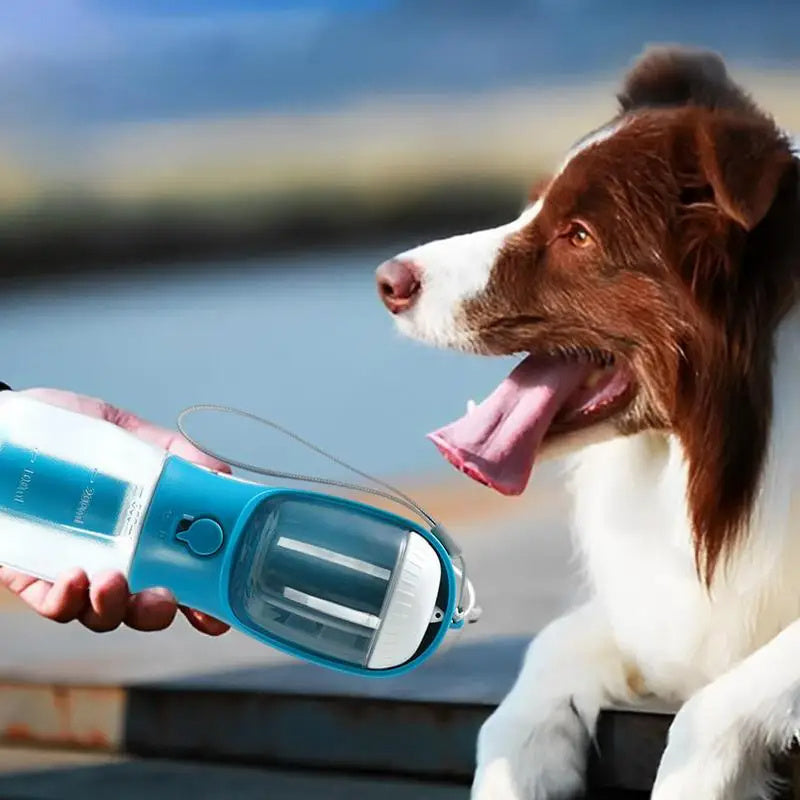 3-in-1 Pet Water Bottle – Food, Water & Waste Bag Dispenser