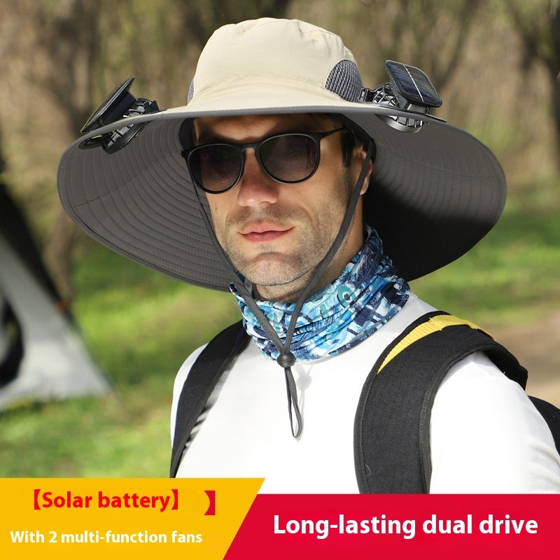Solar-Powered Outdoor Sun Hat with Fan – Wide Brim, USB Rechargeable, Adjustable Hat - Trends Zone