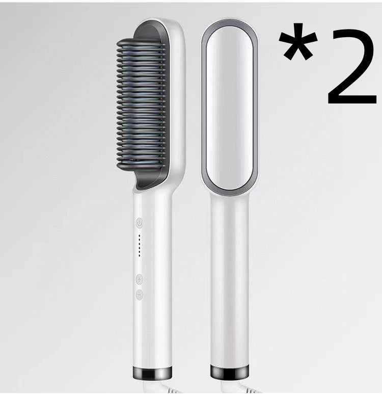 New 2 In 1 Hair Straightener Hot Comb Negative Ion Curling Tong Dual-purpose Electric Hair Brush - Trends Zone