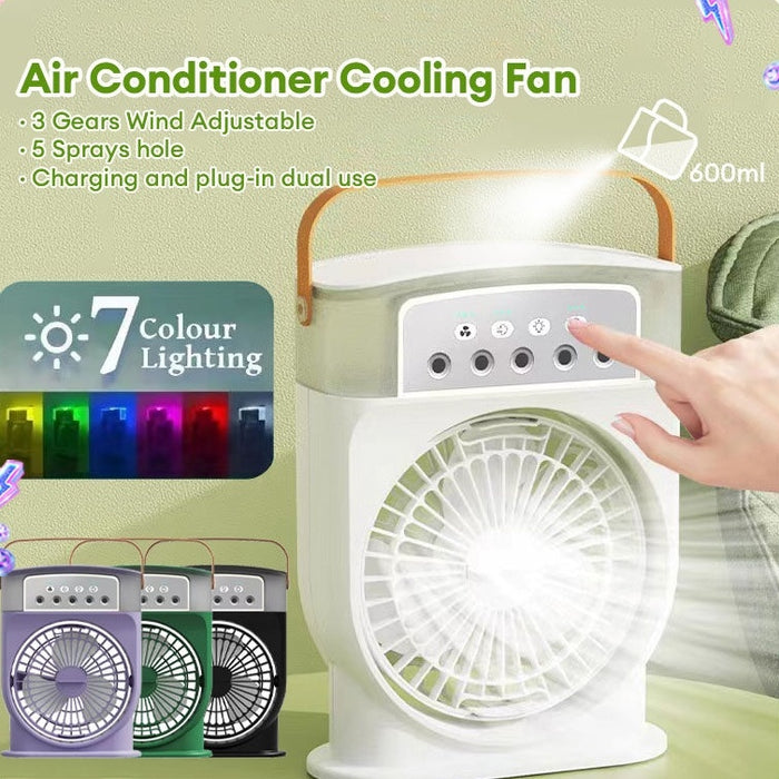 Mini Portable Air Cooler Fan – USB Powered AC with Mist Spray & LED Light!