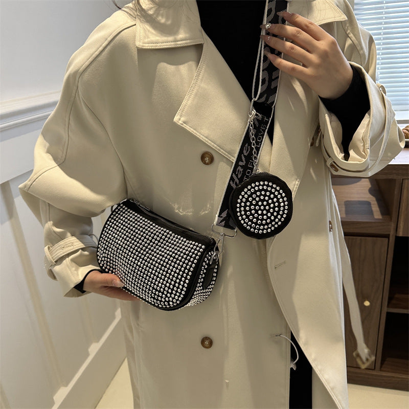 Luxury Rhinestone Shoulder Bag with Mini Purse – Chic Crossbody for Women - Trends Zone