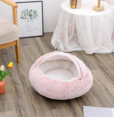 2 In 1 Dog And Cat Bed Pet Winter Bed Round Plush Warm Bed House Soft Long Plush Pets Bed Pet Products - Trends Zone