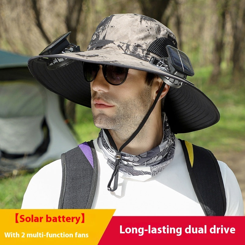 Solar-Powered Outdoor Sun Hat with Fan – Wide Brim, USB Rechargeable, Adjustable Hat - Trends Zone