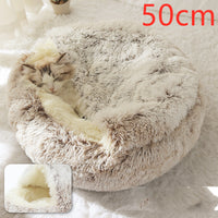 2 In 1 Dog And Cat Bed Pet Winter Bed Round Plush Warm Bed House Soft Long Plush Pets Bed Pet Products - Trends Zone