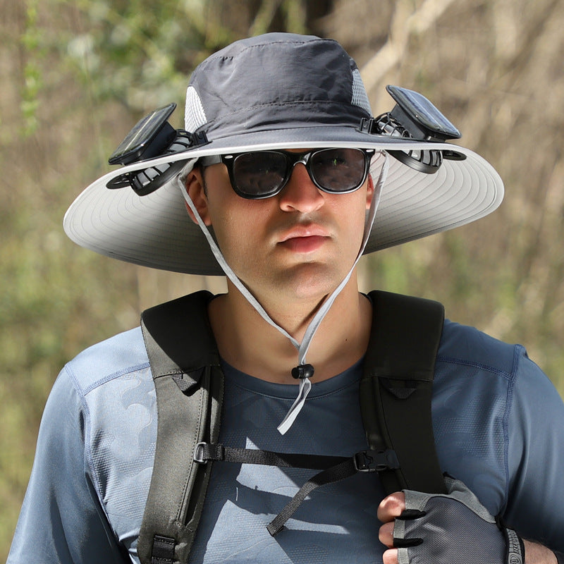 Solar-Powered Outdoor Sun Hat with Fan – Wide Brim, USB Rechargeable, Adjustable Hat - Trends Zone
