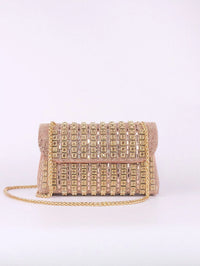 New Elegant Evening Dress Style Brooch-Adorned Clutch Bag with Rhinestones Chain Strap and Cheongsam Design for Formal Occasions